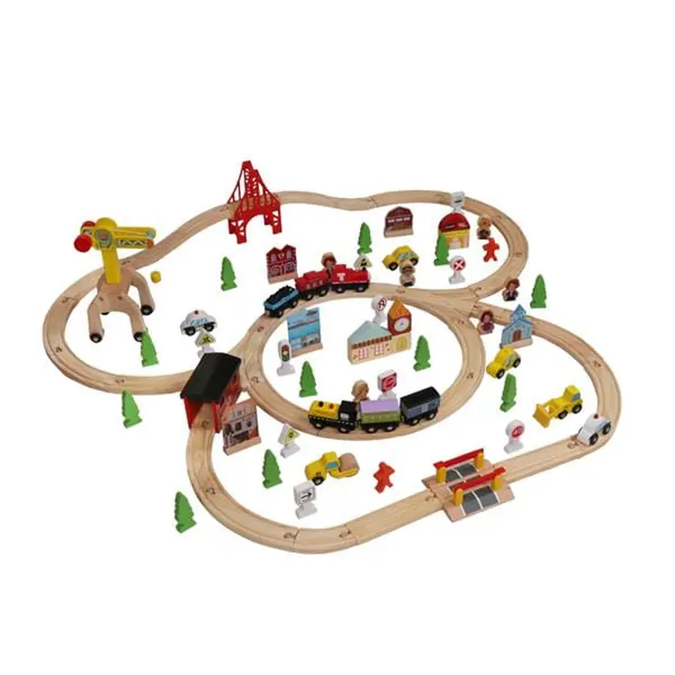 Solid Beech Wood Train Set for Kids