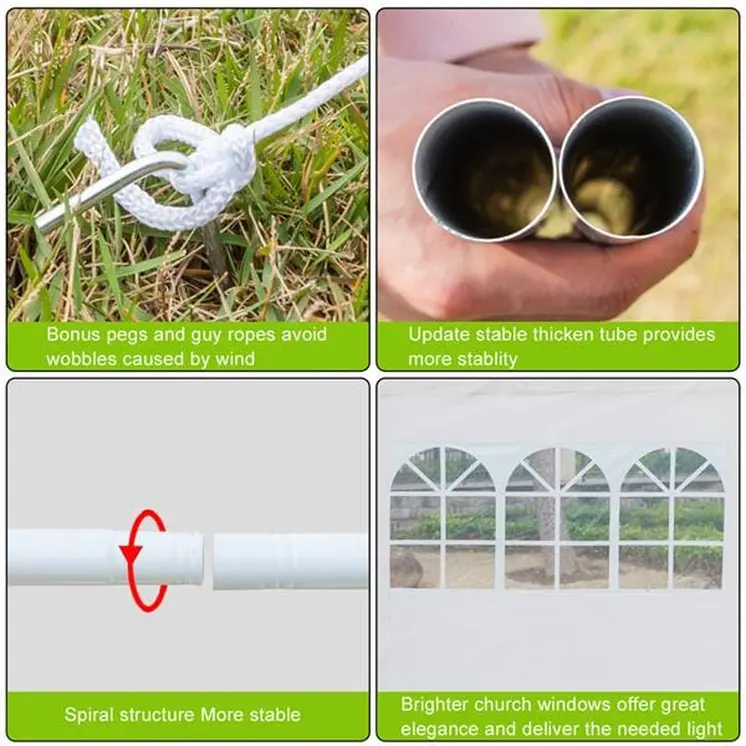 Pop up Gazebo Shade Waterproof Party Tent with Spiral Tubes 4 Removable Sides for Wedding Camping Parking and Outdoor Parties