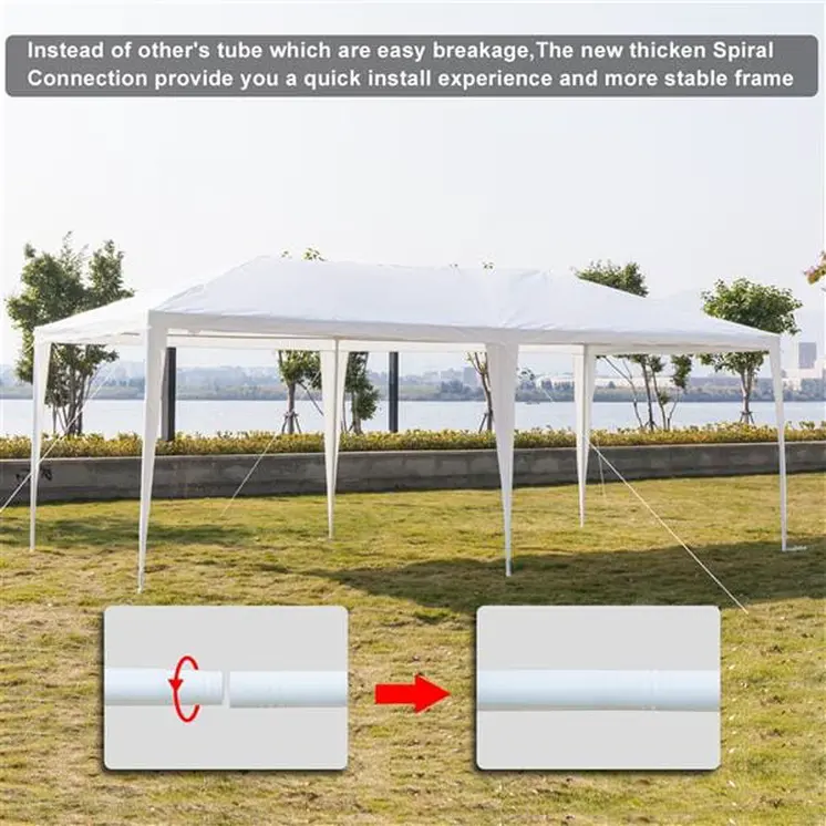 Pop up Gazebo Shade Waterproof Party Tent with Spiral Tubes 4 Removable Sides for Wedding Camping Parking and Outdoor Parties