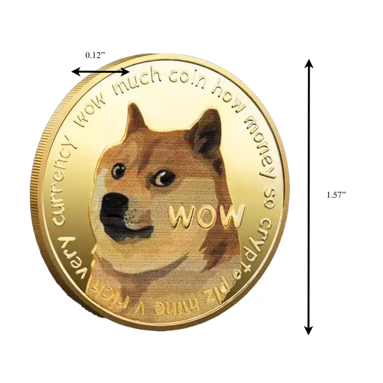 Dogecoin 24k Gold Plated Cryptocurrency Commemorative Collector for Decoration