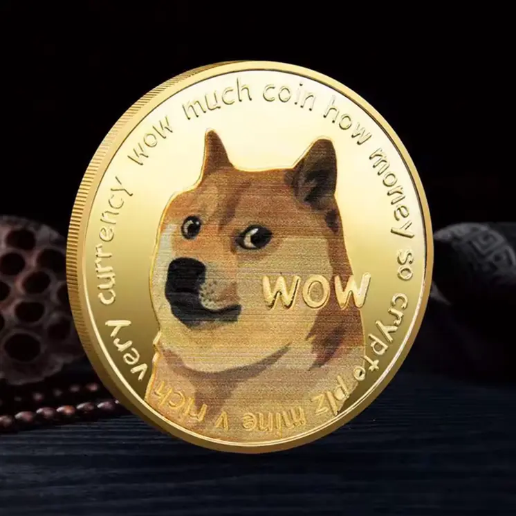 Dogecoin 24k Gold Plated Cryptocurrency Commemorative Collector for Decoration