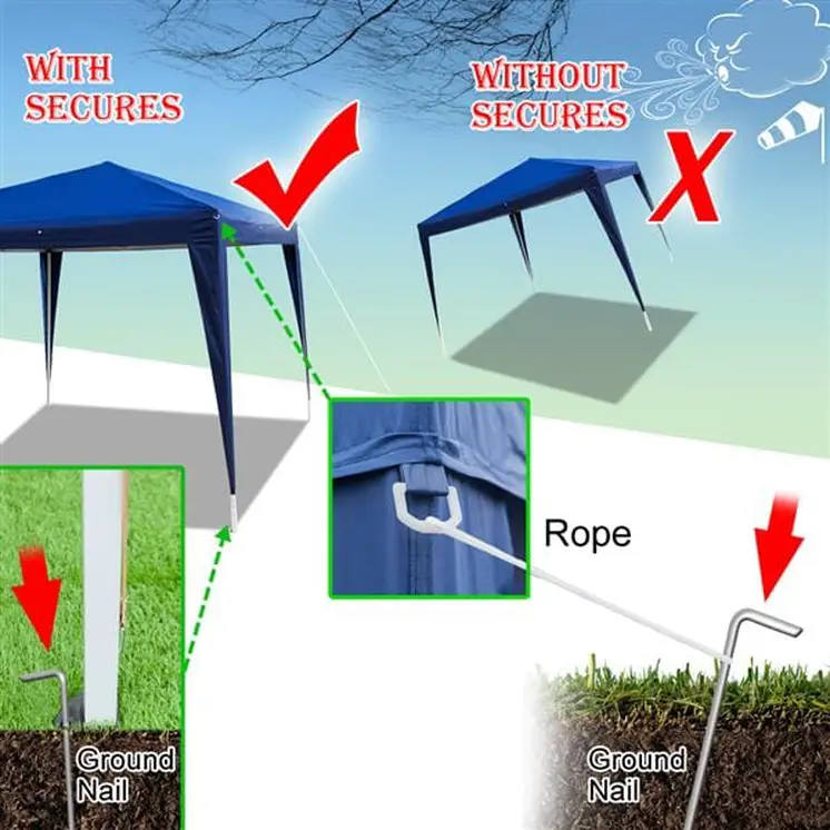 Outdoor Pop up Gazebo 3 x 6m Folding Tent Four Windows Blue