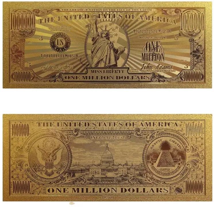 Set of 14  Commemorative Mega Billion 24K Gold Plated US Dollar Fake Banknotes Timeless Collection Protector Sold Separately