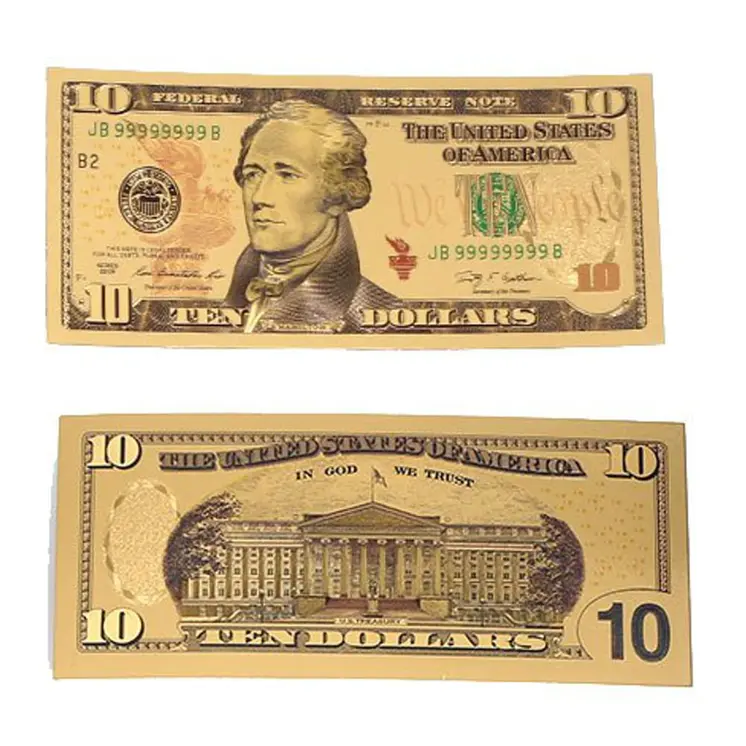 Set of 14  Commemorative Mega Billion 24K Gold Plated US Dollar Fake Banknotes Timeless Collection Protector Sold Separately
