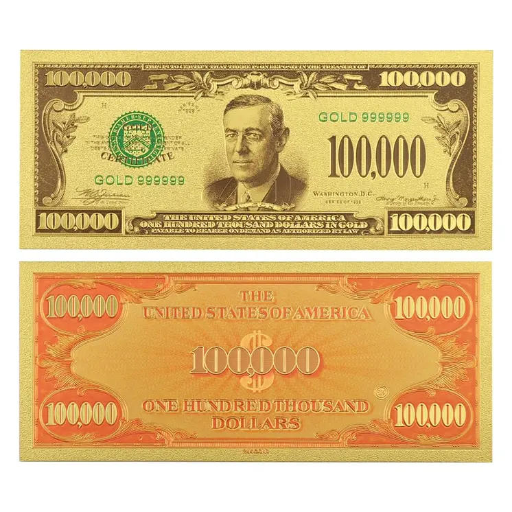 Set of 14  Commemorative Mega Billion 24K Gold Plated US Dollar Fake Banknotes Timeless Collection Protector Sold Separately