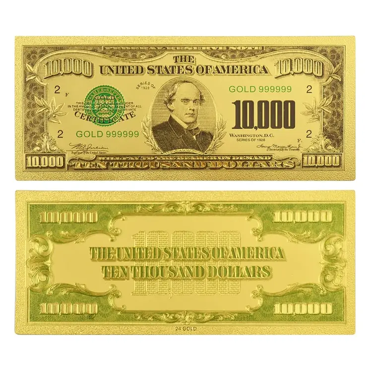 Set of 14  Commemorative Mega Billion 24K Gold Plated US Dollar Fake Banknotes Timeless Collection Protector Sold Separately