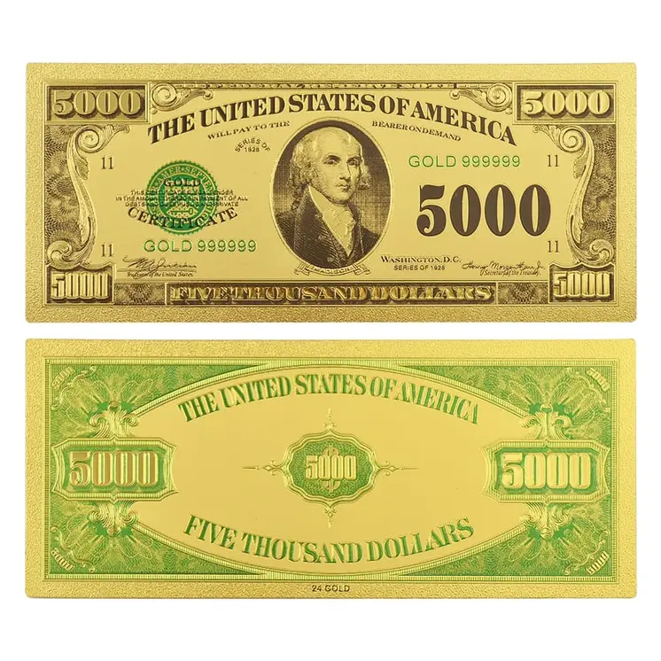 Set of 14  Commemorative Mega Billion 24K Gold Plated US Dollar Fake Banknotes Timeless Collection Protector Sold Separately