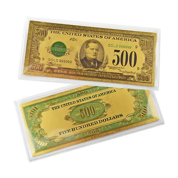 Set of 14  Commemorative Mega Billion 24K Gold Plated US Dollar Fake Banknotes Timeless Collection Protector Sold Separately
