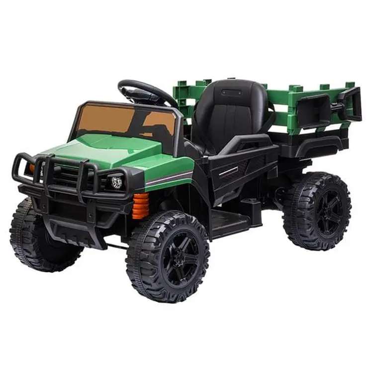 Childrens Car Off Road Vehicle Remote Control LED Lights Music USB 12V 4.5AH Green