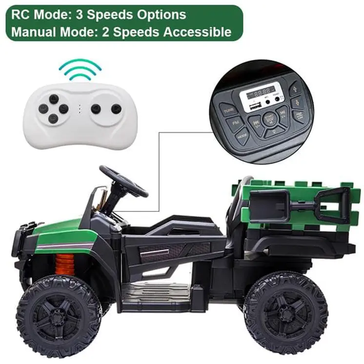 Childrens Car Off Road Vehicle Remote Control LED Lights Music USB 12V 4.5AH Green