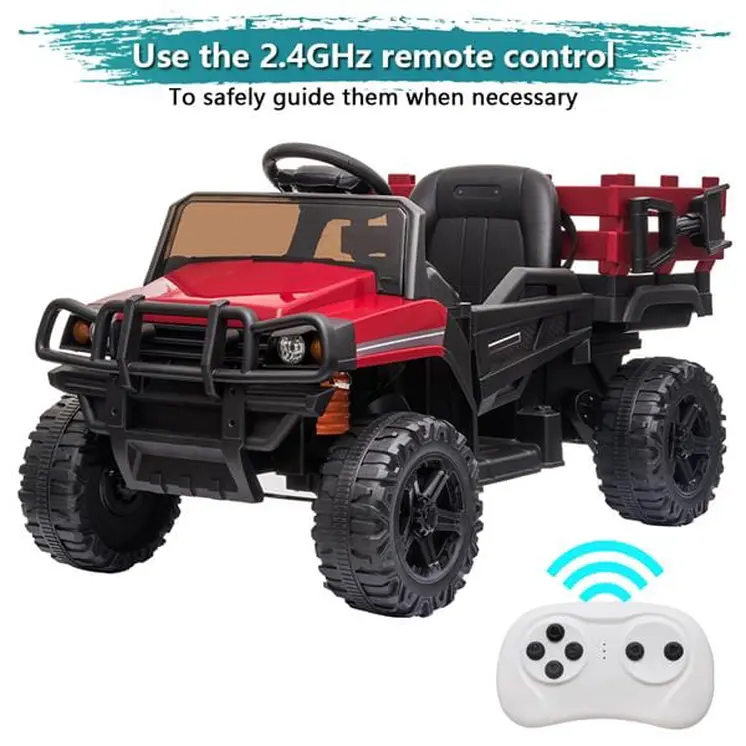 Childrens Car Off Road Vehicle Remote Control LED Lights Music USB 12V 4.5AH Red