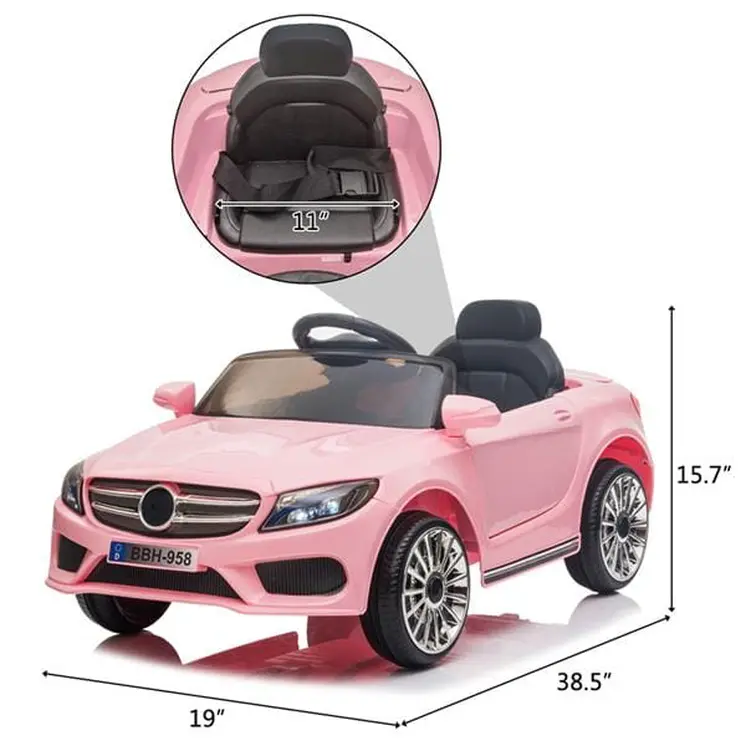 Childrens Remote Control Car LED Lights 12V 2.4GHZ Pink