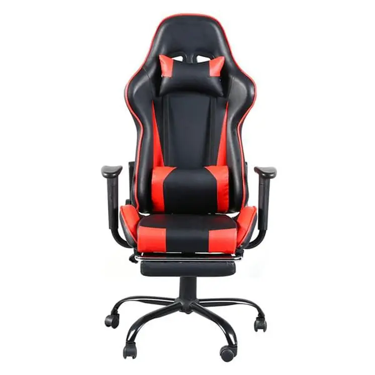 5 Star Feet Ergonomic Home Office and Gaming  Swivel Chair with Footrest Black and Red