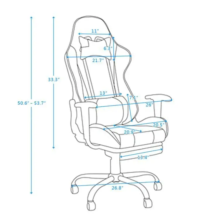 5 Star Feet Ergonomic Home Office and Gaming  Swivel Chair with Footrest Black and Red