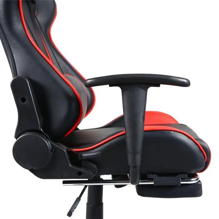 5 Star Feet Ergonomic Home Office and Gaming  Swivel Chair with Footrest Black and Red