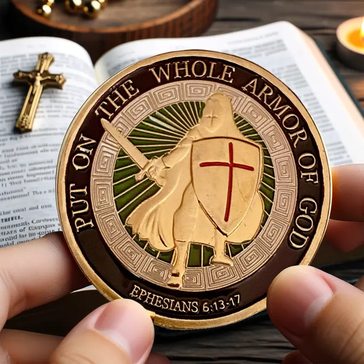 Put on the Whole Armor of God Christian Gold Plated Coin