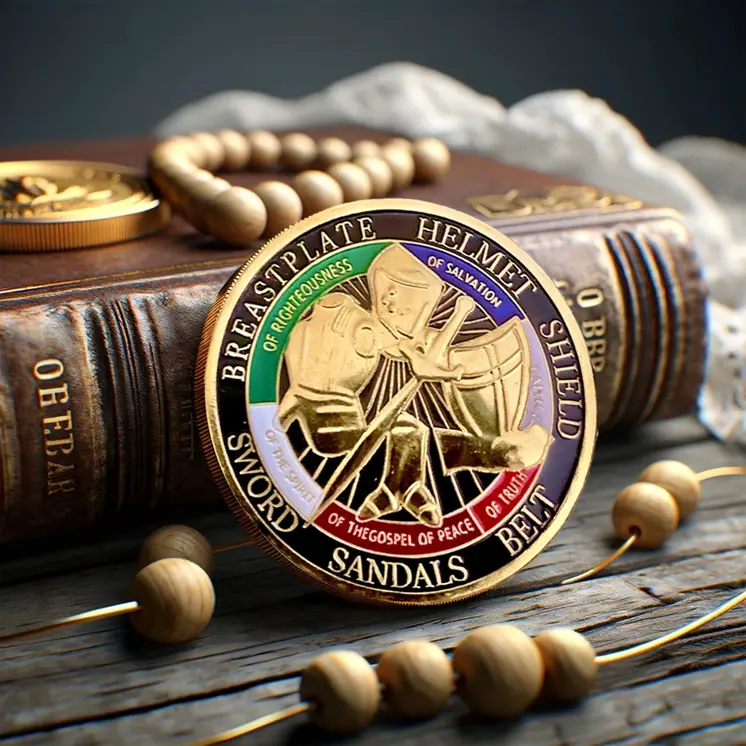 Put on the Whole Armor of God Christian Gold Plated Coin