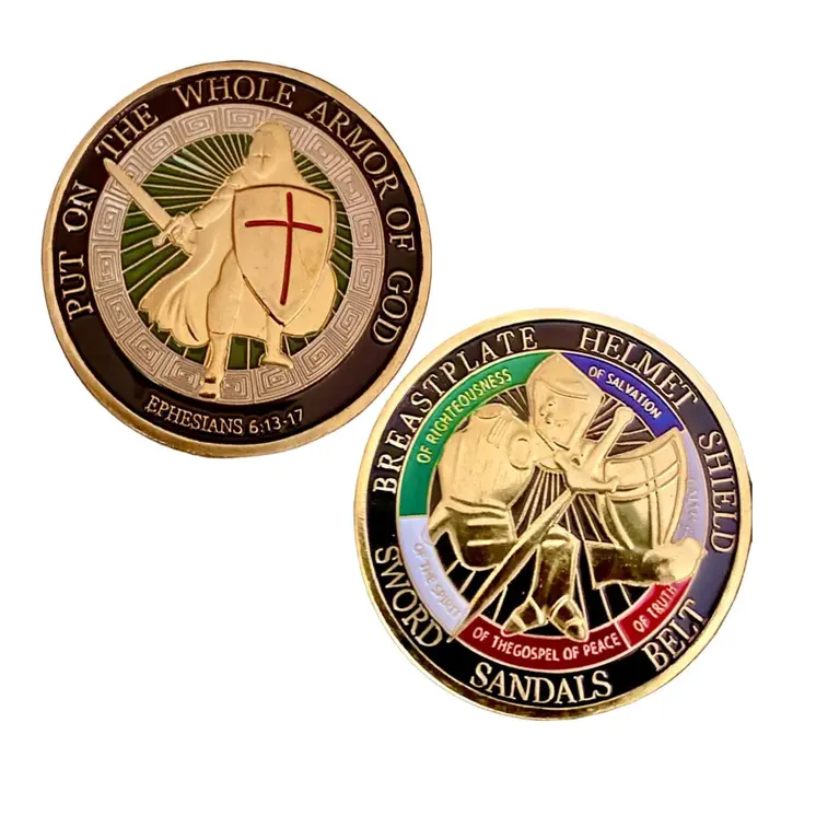 Put on the Whole Armor of God Christian Gold Plated Coin
