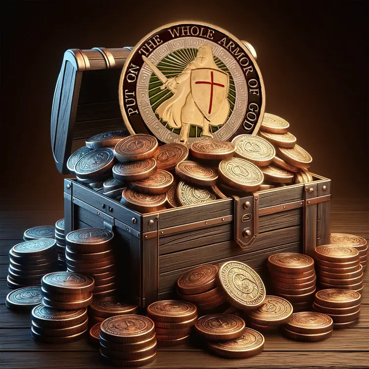 Put on the Whole Armor of God Christian Gold Plated Coin