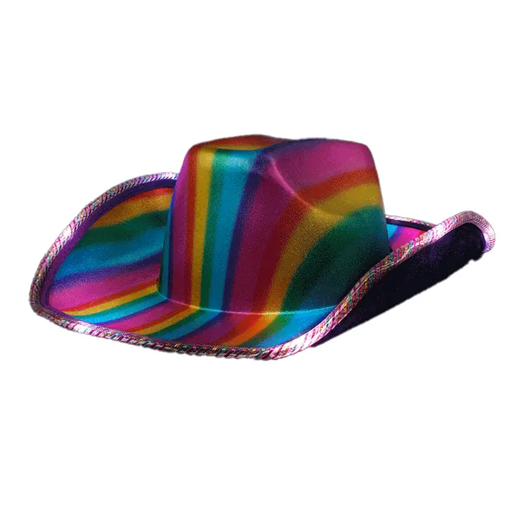 Multicolor Lights Metallic Shine Rainbow Cowboy Hat