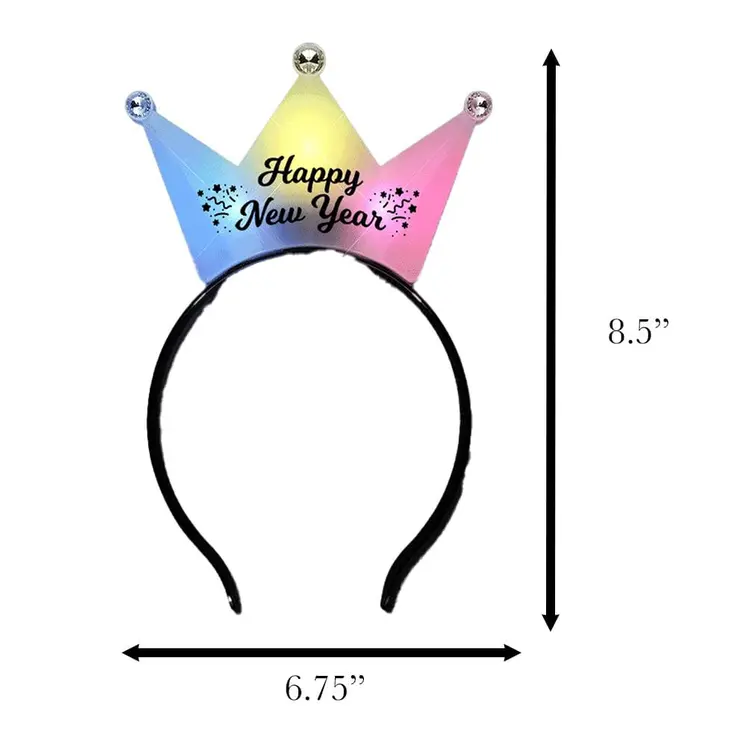 Happy New Year 3 Jeweled Multicolor Princess Crown Headbands