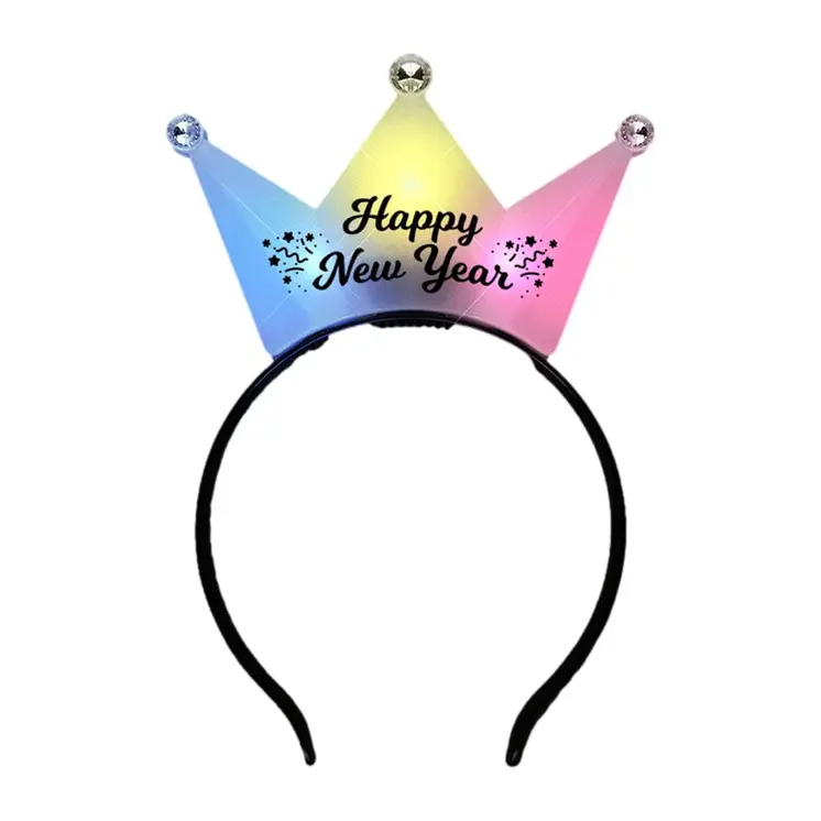 Happy New Year 3 Jeweled Multicolor Princess Crown Headbands