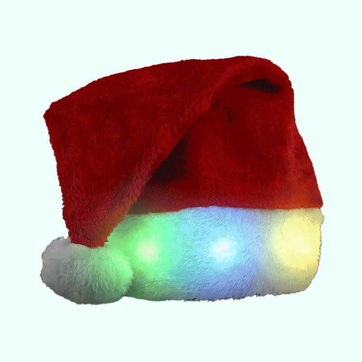 Light Up Multicolor LEDs Deluxe Santa Hat