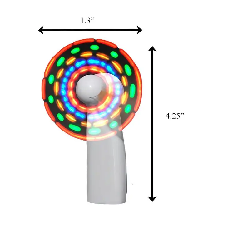 Portable Light Up Mini Cooling Fan with White Handle Battery Operated for Hot Weather