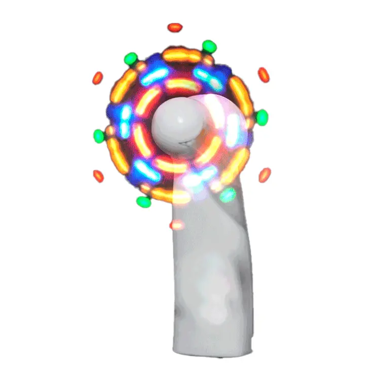 Portable Light Up Mini Cooling Fan with White Handle Battery Operated for Hot Weather