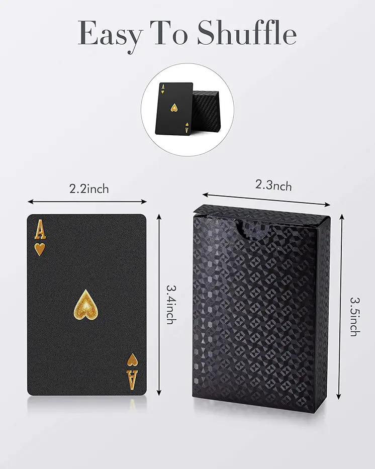 Black Matte Magic Waterproof Non Slippery Deck of Poker Cards with No Art Premium Quality