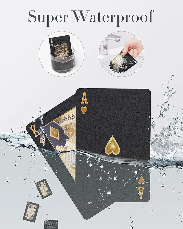 Black Matte Magic Waterproof Non Slippery Deck of Poker Cards with No Art Premium Quality