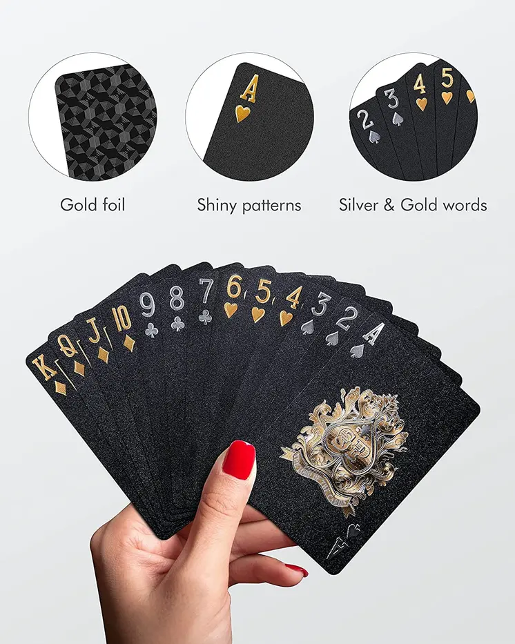 Black Matte Magic Waterproof Non Slippery Deck of Poker Cards with No Art Premium Quality