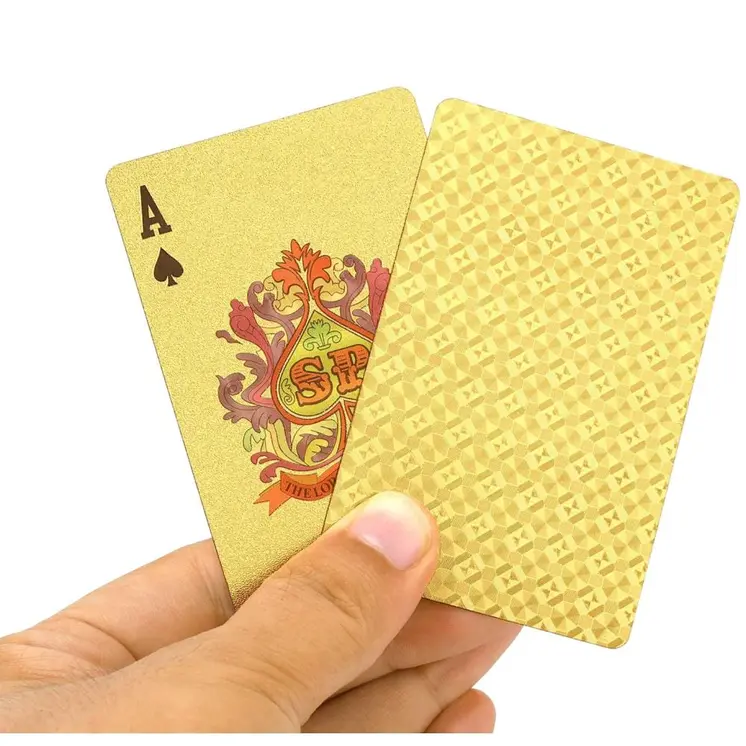 Gold Magic Waterproof Non Slippery Deck of Poker Cards with No Art Premium Quality