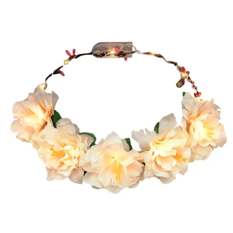 Light Up Flashing Spring Rainbow Wedding Flower Crowns Assortment Pack of 12
