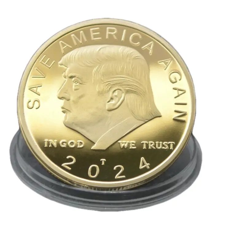 LET’S GO BRANDON 2024 SAVE AMERICA BACK Donald Trump Gold on Gold Plated Collectible Supporters Challenge Coin