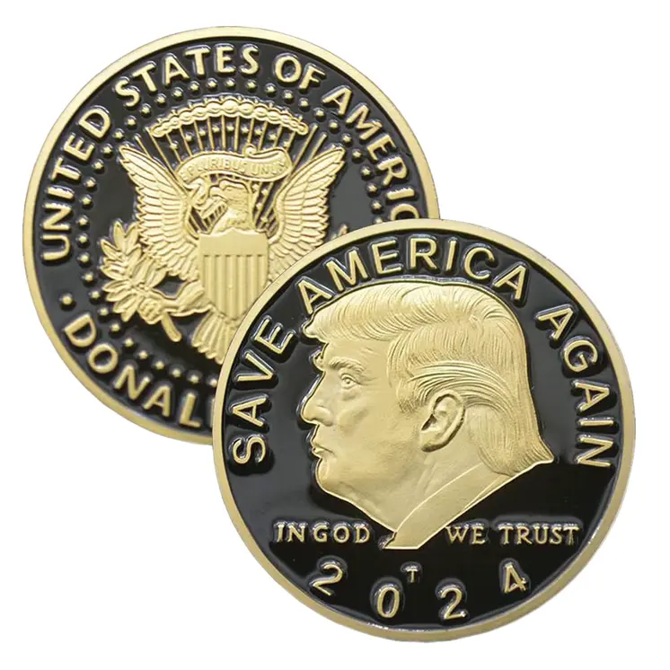 2024 SAVE AMERICA AGAIN Donald Trump Black on Gold Plated Collection Coin