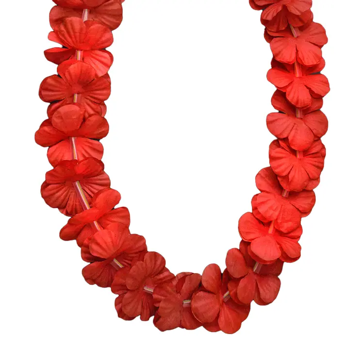 Light Up Hawaiian Flower Lei Necklace Red