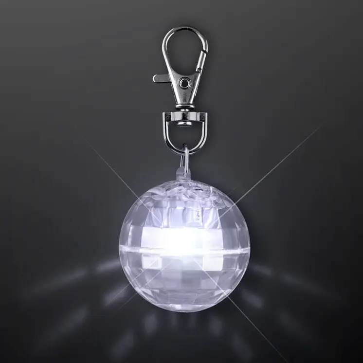Light Up Projecting Disco Ball Backpack Pet Car Keychain White