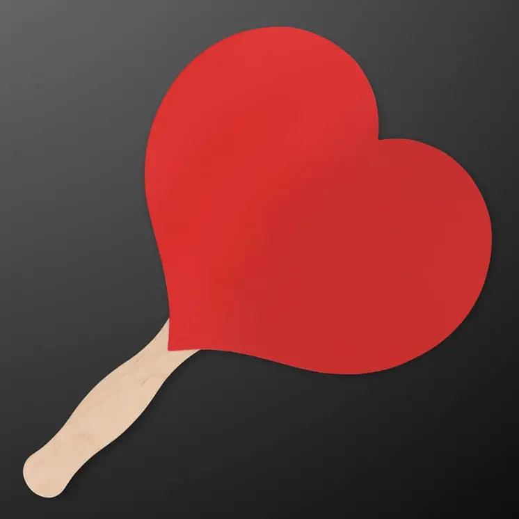 Heart Shaped Non Light Up Red Hand Fan