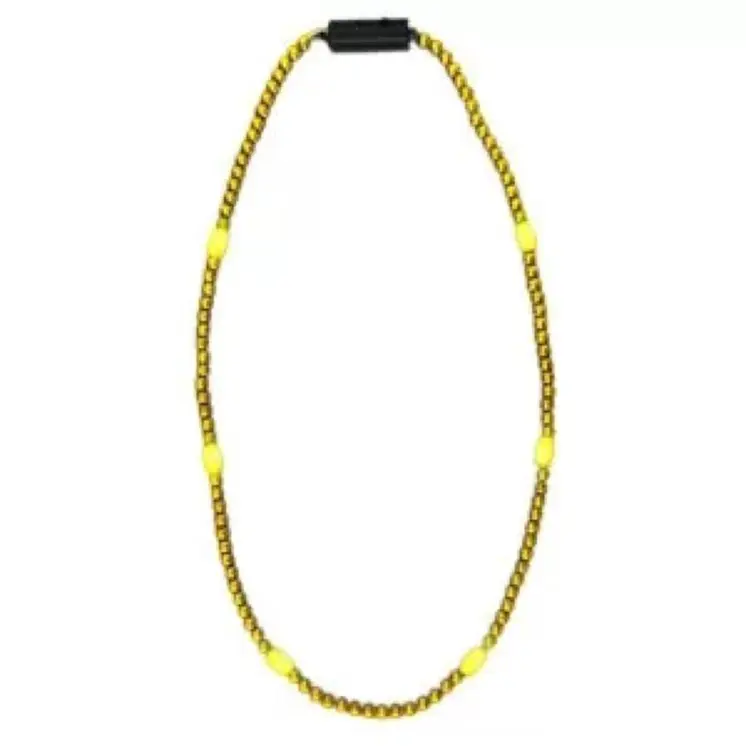 LED Necklace with Yellow Metallic Beads for Mardi Gras