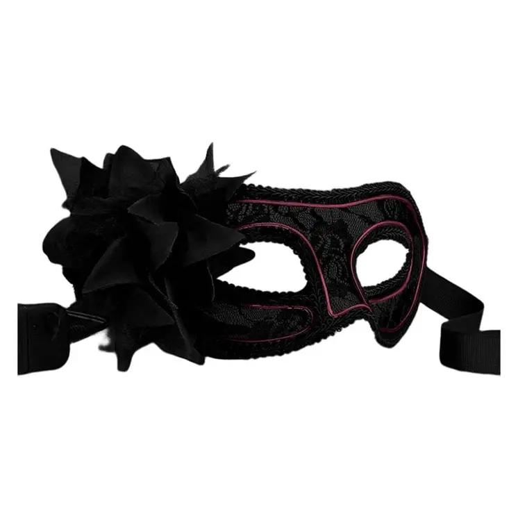 Pink Electro Luminescent Wire Black Lace Party Mask