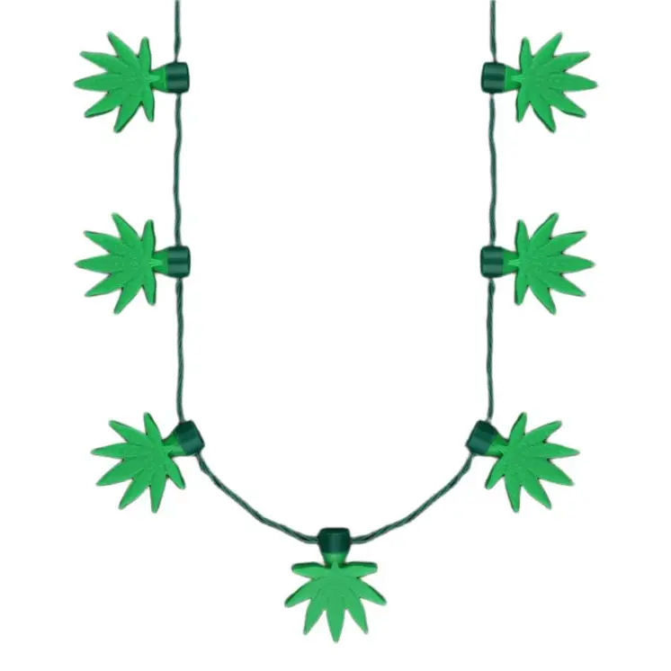 Light Up Flashing Pot Leaf Jumbo Charms Necklace