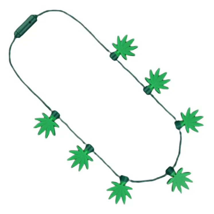 Light Up Flashing Pot Leaf Jumbo Charms Necklace
