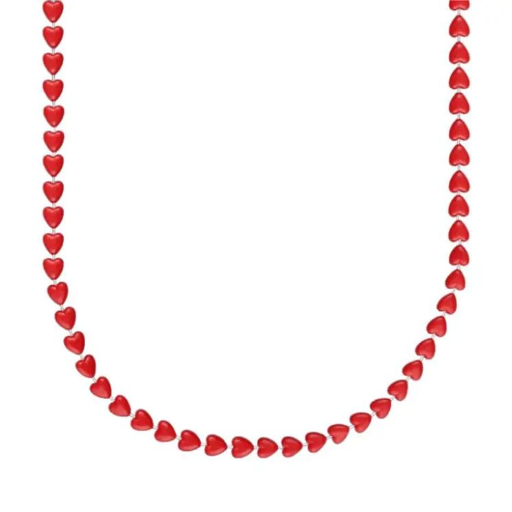 12 Pcs Unlit Mini Love Heart Opaque Bead Necklace