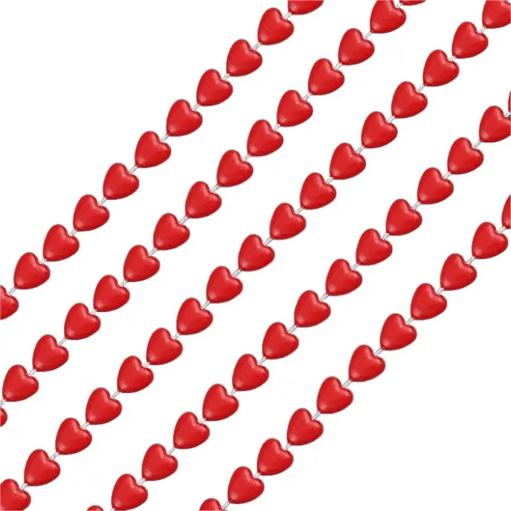 12 Pcs Unlit Mini Love Heart Opaque Bead Necklace