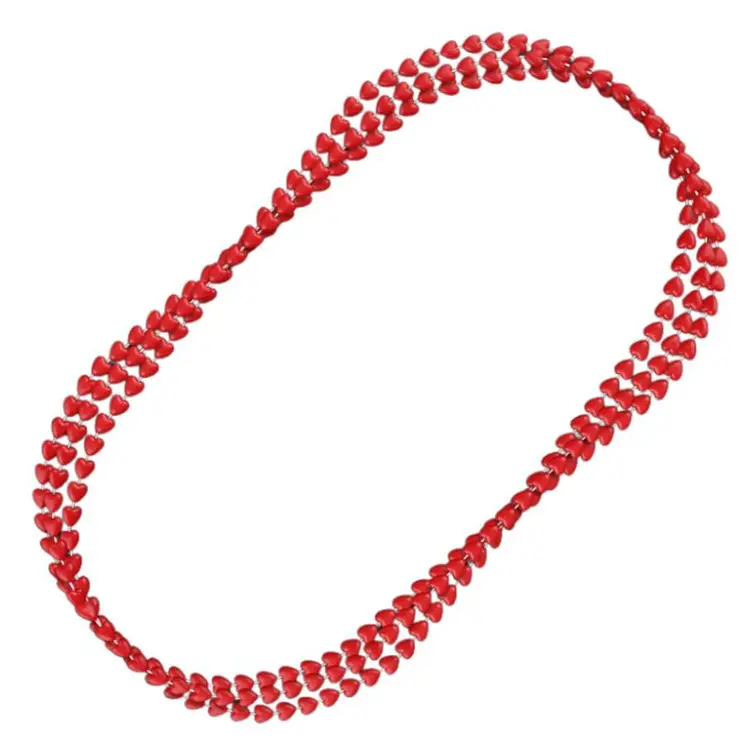 12 Pcs Unlit Mini Love Heart Opaque Bead Necklace