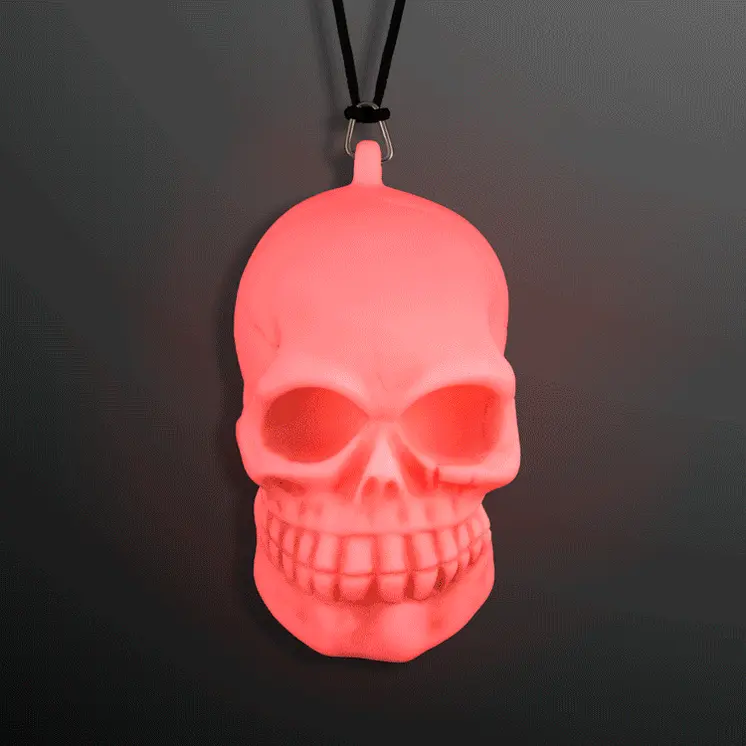 Light Up Lanyard Flashing Skeleton Skull Charm