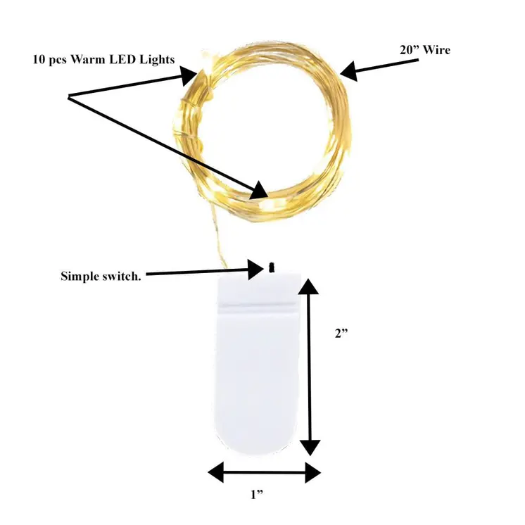 LED 20 Inch Gold Wire String Lights Warm White