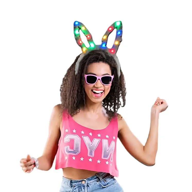 Light Up Multicolor Bunny Ears
