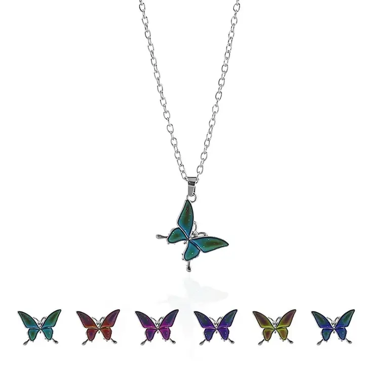Mood Changing Butterfly Charm Pendant Necklace